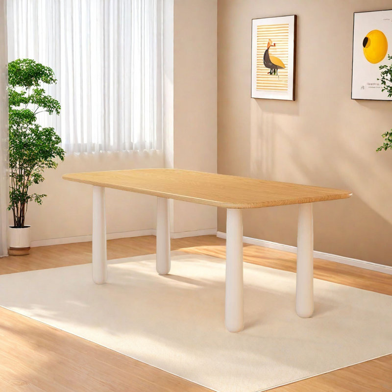 Table de salle à manger rectangulaire en bois massif, pieds robustes, H 29,5 po x L 63 po x l 27,6 po