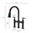 Matte Black Bridge Kitchen Faucet With Pull-Down Functionality - Dual Handle For Precise Flow And Temperature Adjustment 360 Rotating High Nozzle Enhanced Sink Space Quality Brass Material Durability