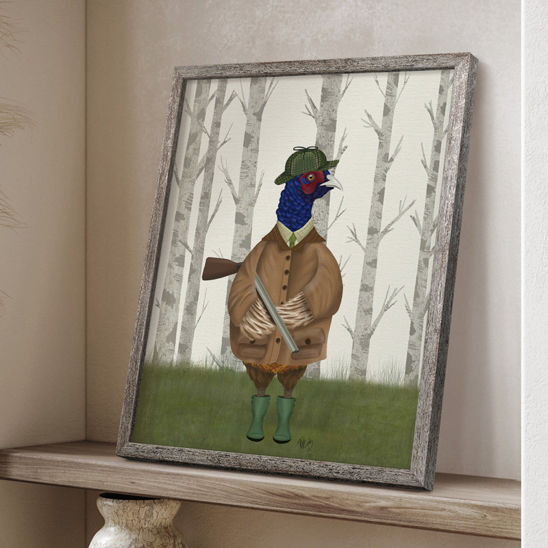 Pheasant Shooting Party 3 Framed Print - Solid Wood, 30" H x 24" W