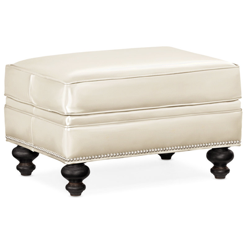 Repose-pieds rectangulaire en cuir véritable 26 "West, Cuir véritable vert forêt d'Anilina, Plantation, Étain
