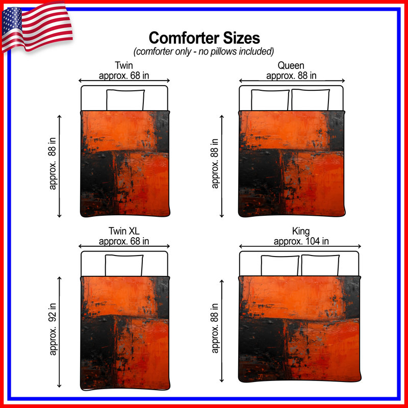 Orange Black Abstract Comforter, King