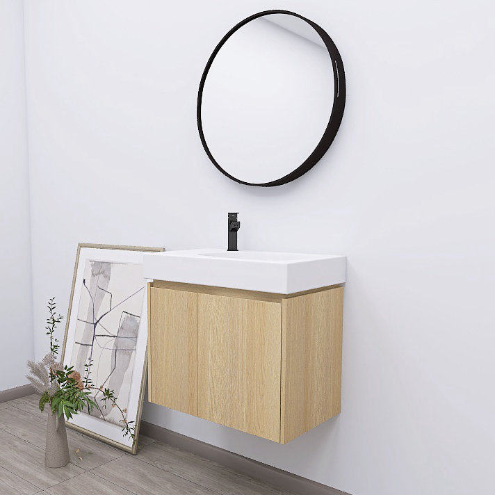 Ensemble de meuble-lavabo simple 23,84 po avec plateau en résine Chimaobi, Beige
