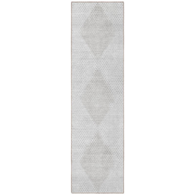 8' Runner Ivory Geometric Washable Non Skid Indoor Outdoor Runner Rug