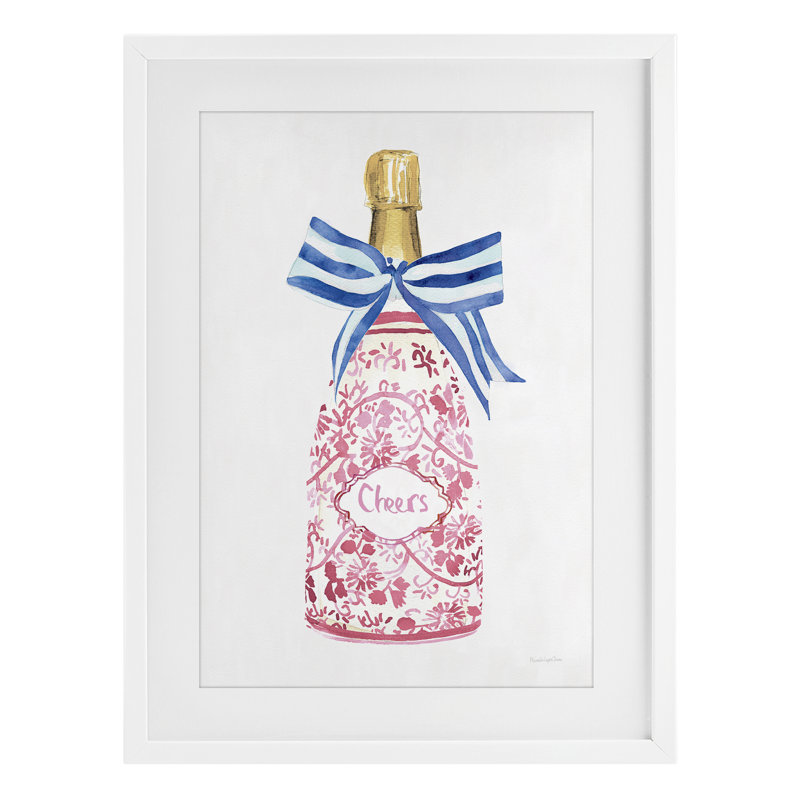 «Flirty Champagne Cheers», reproduction encadrée sous verre, design par Mercedes Lopez Charro, H 20 po x l 14 po