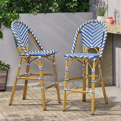 29,5 po d'extérieur français 2 pièces - Bleu marine, blanc, cadre en aluminium avec finition, PE, rouille, jardin 2 29,5 po, bleu et aspect, utilisation