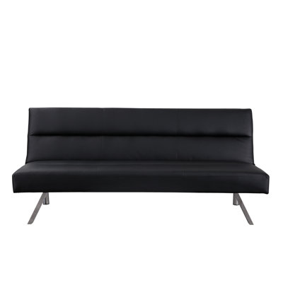 Canapé-lit futon, canapé futon en similicuir, canapé-lit pliant convertible moderne avec pieds chromés, mini canapé inclinable