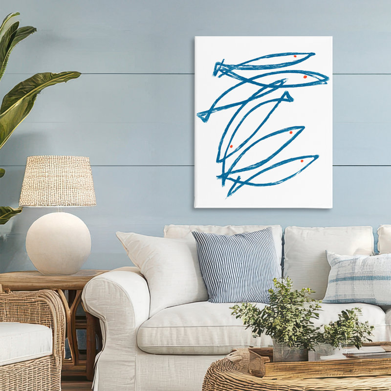 Minimalist Fish Outline Canvas, design by Lil' Rue, 30" H x 24" W