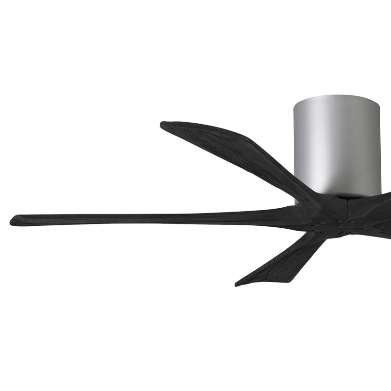 60" Irene 5-Blade Hugger Ceiling Fan with Wall Remote, Brushed Nickel, Matte Black, 52"