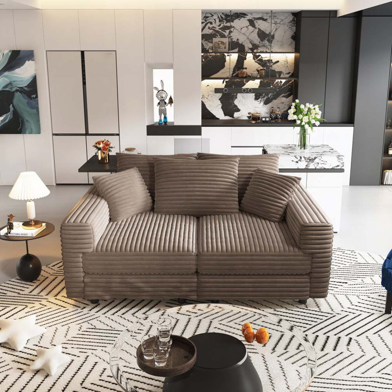 Canapé 3 places Corduroy, H 25,6 po x l 82,7 po x P 35,4 po , 3, Chameau