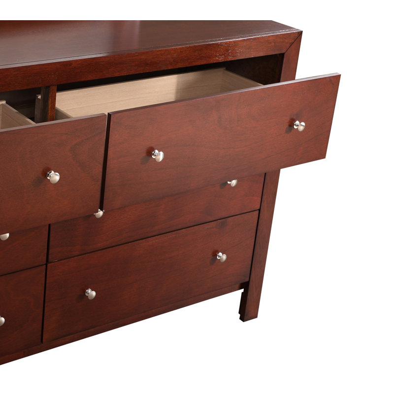 Commode 6 tiroirs, armoire de rangement, Cerisier