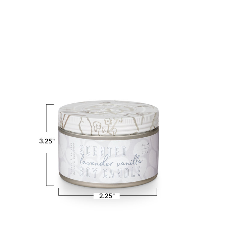 Bougie lavée à la vanille, Boîte de conserve 4,1 oz argentée / florale