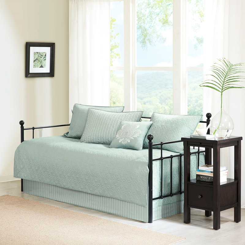 Daybed Cover 6 Piece For Twin Mattresses - With Cover, , Shams, And Decorative Pillow 6 Size, Seafoam