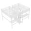 Lit mezzanine simple au-dessus d'un lit simple en métal avec bureau double, armoire et tablettes avec prise électrique pour économiser de l'espace et réduire le bruit, blanc