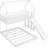 Twin Over Full Bunk Bed With Slide And , White Color, Solid Materials, Full Guardrail House Slide, Resilient Build-964876953