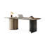 Noyer brun + pierre frittée rectangulaire beige + bois massif + bureau en acrylique-1154650879
