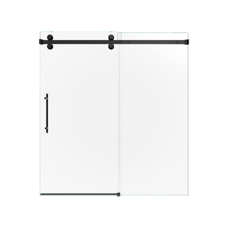 Compact Frameless Shower And Bathtub Enclosures, 5/16 Inch Thick Tempered Glass, Modern Matte Black Design