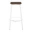 Tabouret de bar carré en métal blanc rétro et bambou grain de bois pressé espresso - ensemble de 2