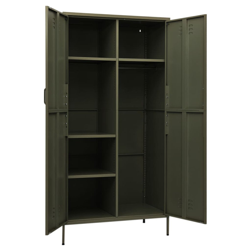 Branwell 2 Door Steel Wardrobe, Olive Green