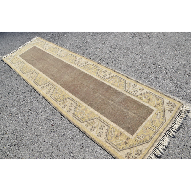 Tapis turc rétro en laine brun pour la cuisine, la chambre à coucher et l'extérieur avec un design bohémien