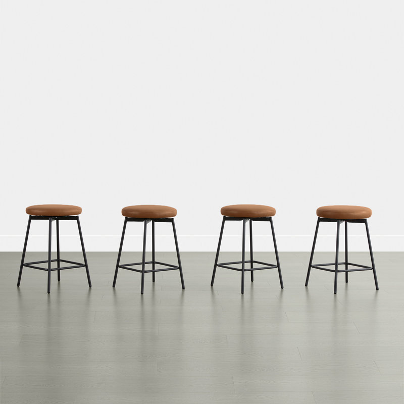 Swivel Upholstered Counter Stool with Metal Frame, Brown