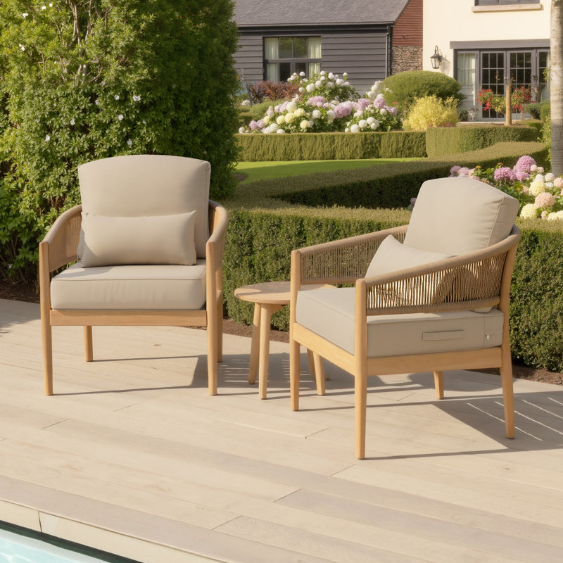 24'' W X 24'' D X 5.5'' H Outdoor Seat/Back Cushion Set with Pillow, 2, Beige