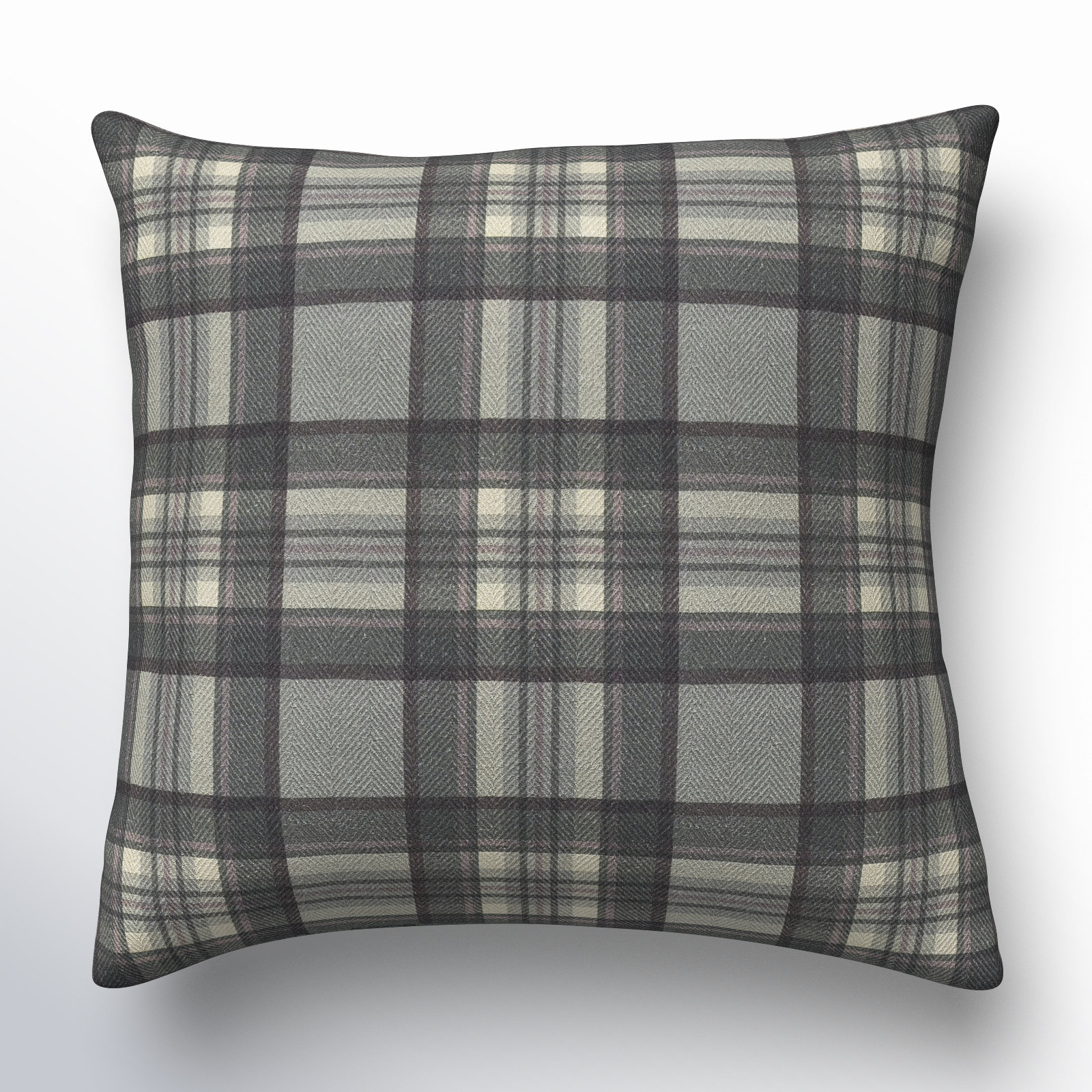 Plaid Cotton Throw Pillow, 20" x 20", Black, Pillow Cover Only - No Insert