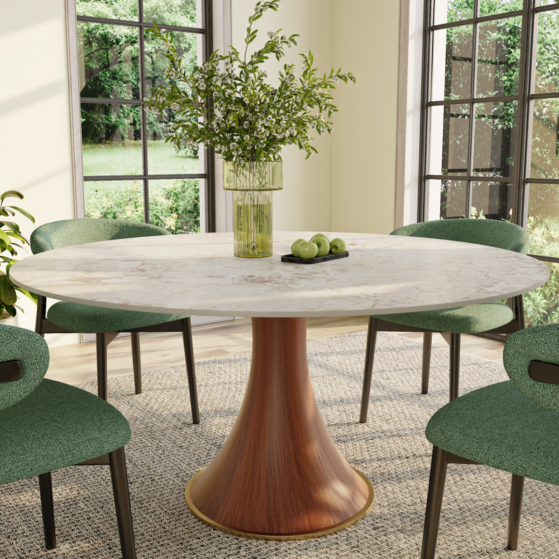 Ensemble de table de salle à manger avec chaises rembourrées 2/4/6/8, H 29,52 po x l 59 po x P 59 po, Enneigé / noyer