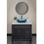 Lavabo de salle de bain rectangulaire en verre bleu peint à la main