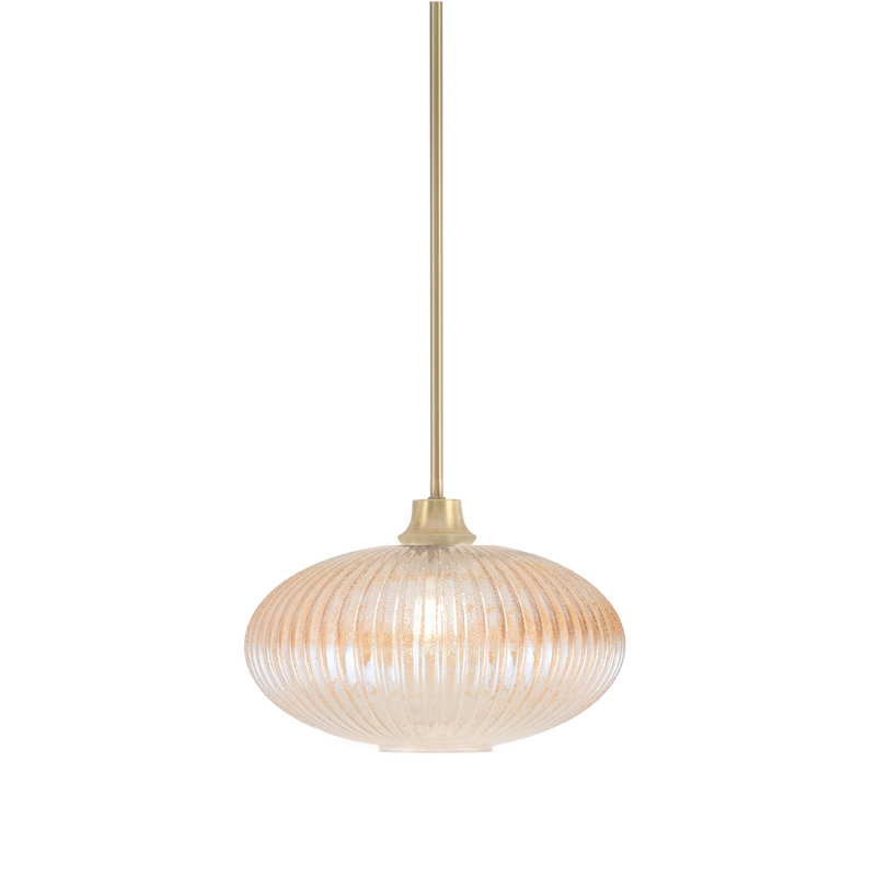 Luminaire suspendu Waynesburg, fini laiton vieilli avec verre texturé ambre de 6 po
