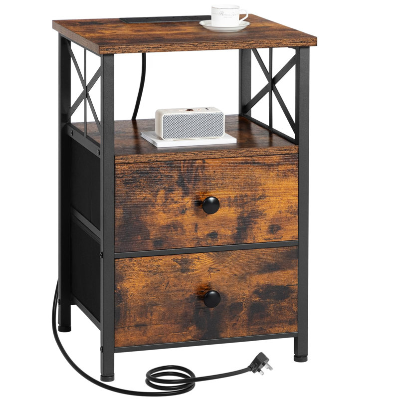 40cm W Metal Bedside Table