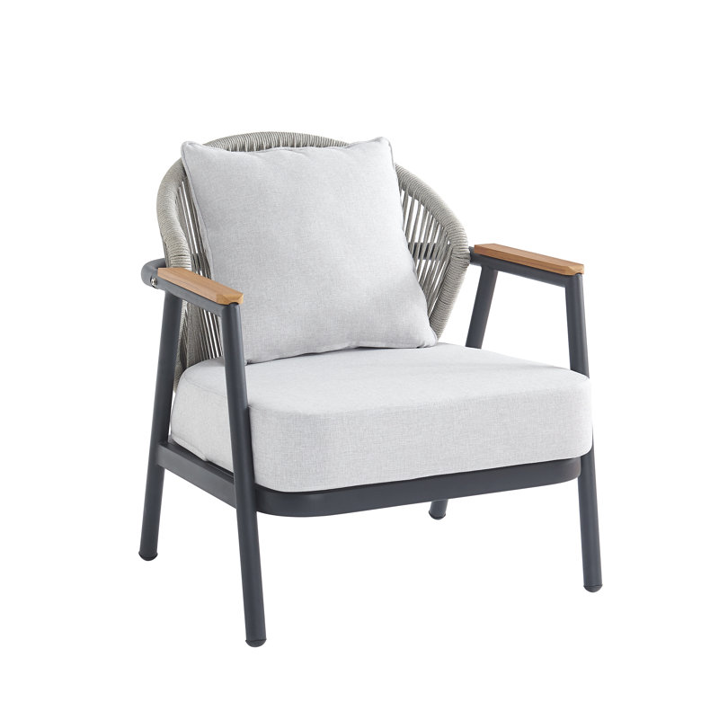 Manzanares Outdoor Rope Accent Chair, Light Gray, Dark Gray