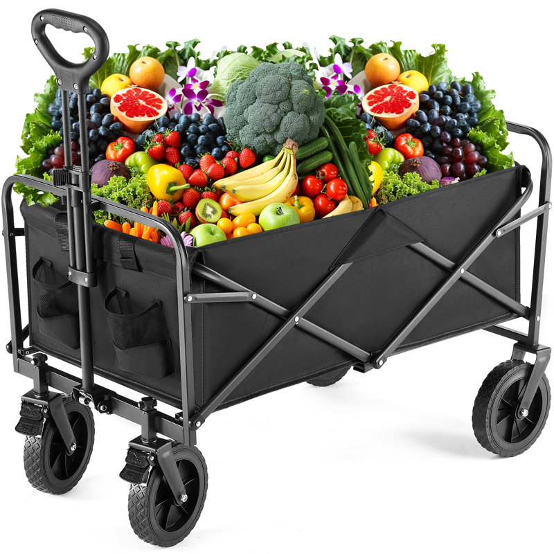 Large Versatile Folding Wagon Cart, Black