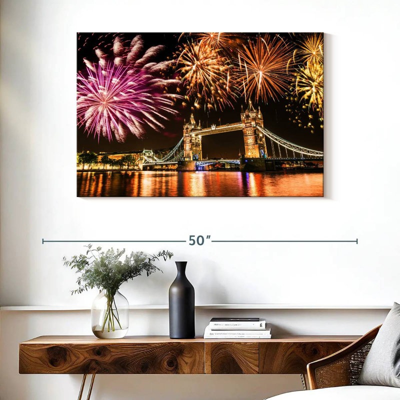 Kavia Fireworks Over Tower Bridge, 26" H x 39" W
