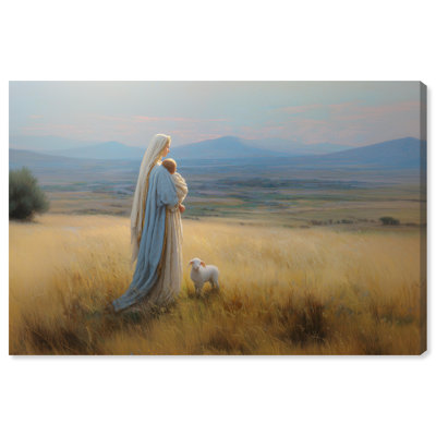 Reproduction d'art sur toile, art mural, mère et agneau, reproduction d'art sur toile, 15 x 10