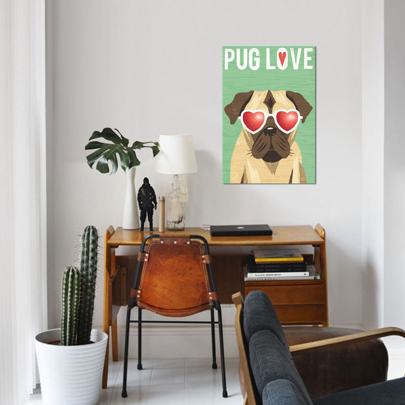 «Beach Bums Series: Pug II», impression sur toile, H 18 po x l 12 po x P 1,5 po, Toile tendue, Pas de tapis