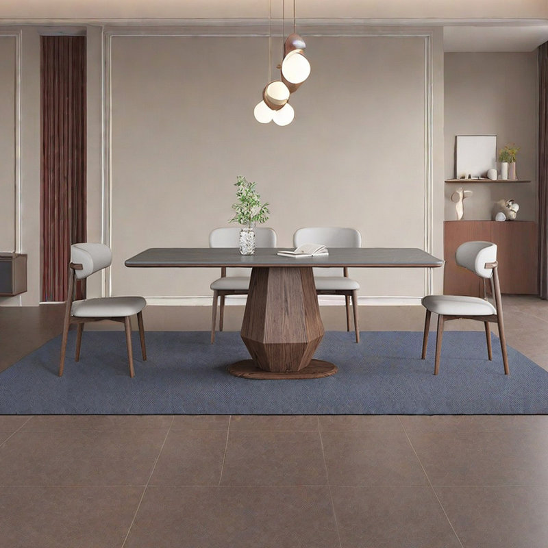 Theolia Solid Wood Base Dining Table, 29.52"H x 62.99"L x 31.49"W