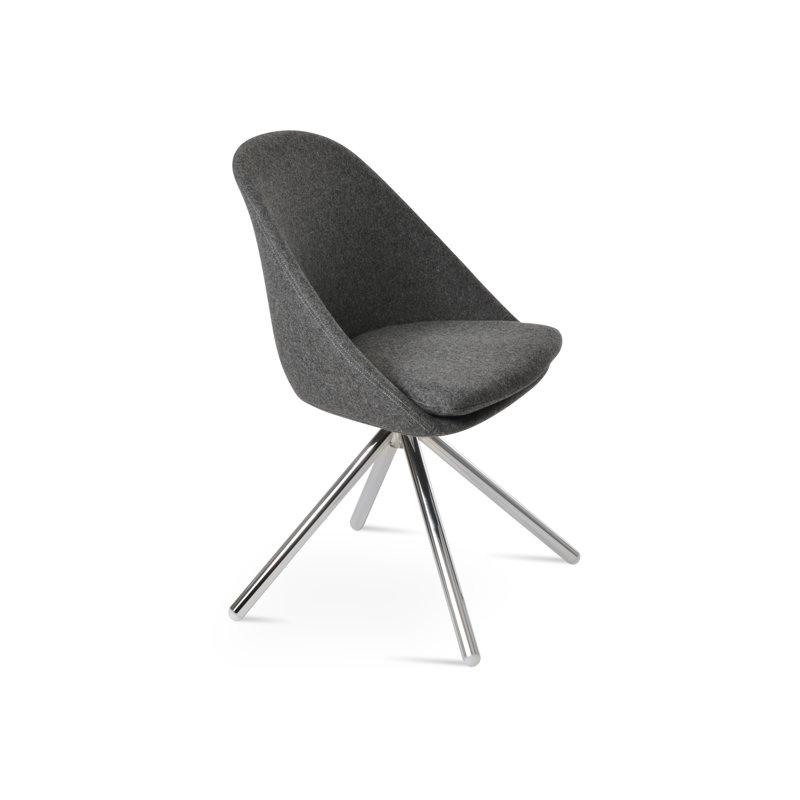 Chaise d'appoint Avanos, Gris foncé, Chrome