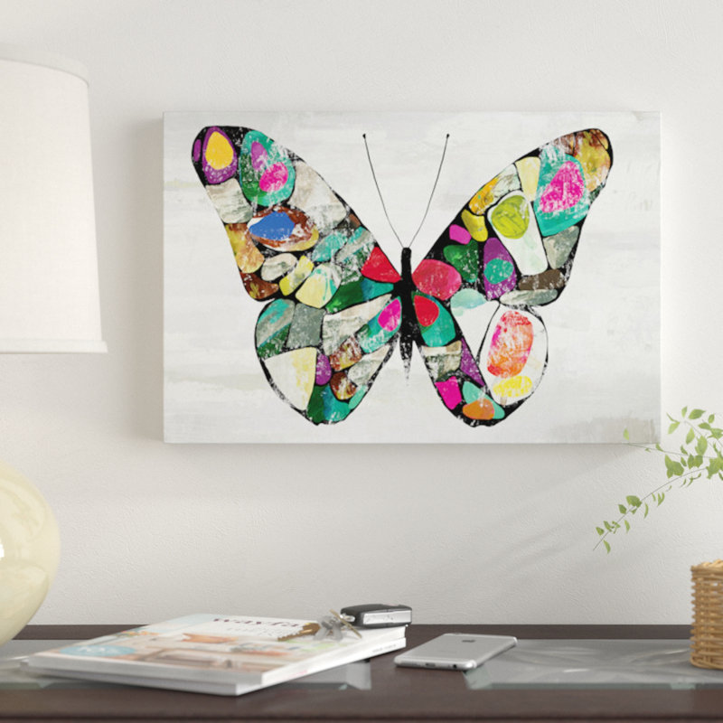 « papillon », impression sur toile, H 18 po x l 26 po x P 1,5 po, Pas de tapis, Toile tendue