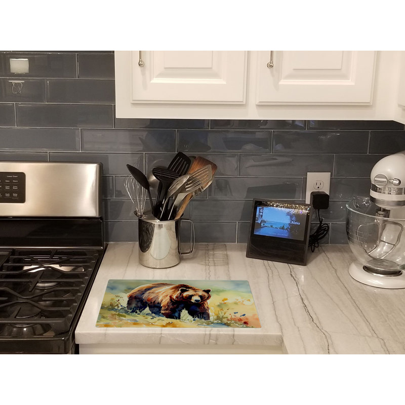 Grizzly Bear Glass Cutting Board Large