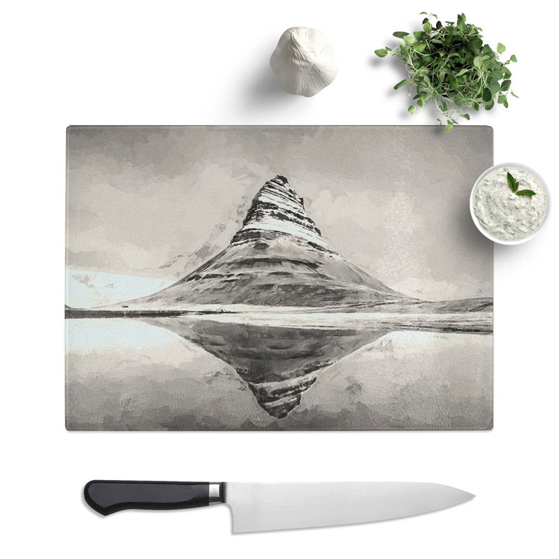Tempered Glass View of Kirkjufell Mountain in Iceland Chopping Board, 28.5 cm x 20 cm
