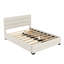Queen Upholstered Platform Bed with Trundle & 2 Storage Drawers, Modern Bedroom Furniture, Beige