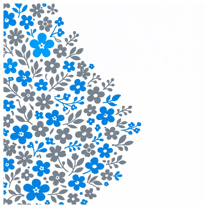 Rideaux de fenêtre à motif floral bleu gris, 50" x 80" - 1 Panel, Sheer