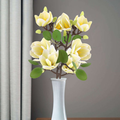 2 pièces de fleurs artificielles en soie de magnolia 25,6 "pour les décorations de mariage de cuisine à domicile