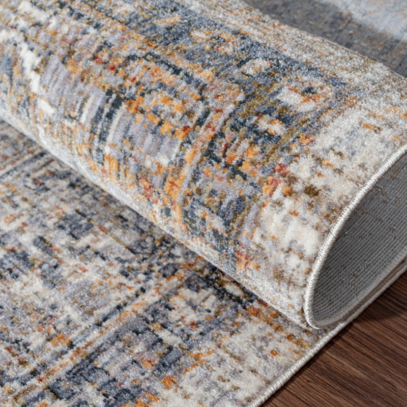 7 Oriental Area Rug in Ivory/Gray, Rectangle 5'6" x 8'6"
