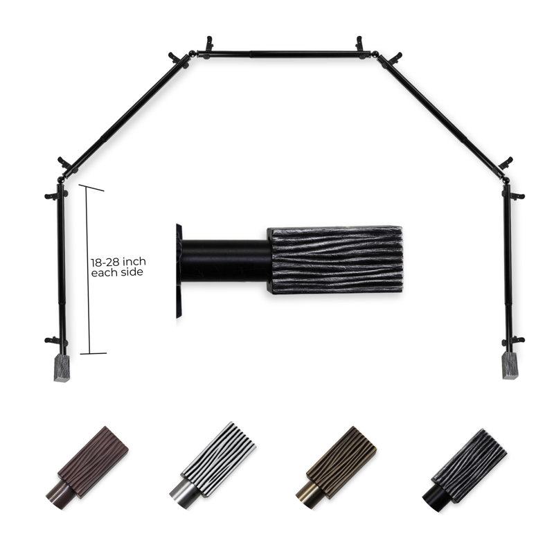 Tringle à rideaux simple réglable 0,81 po Hegel, Noir, 28 po à 48 po (chaque côté)