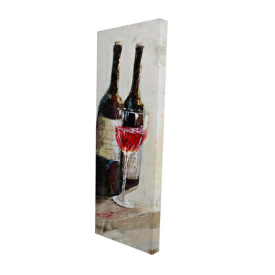 Deux bouteilles avec verre de vin - Art gastronomique sur toile