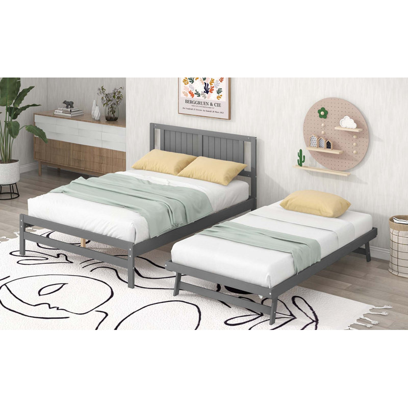 Lit plateforme avec lit gigogne réglable, Grey