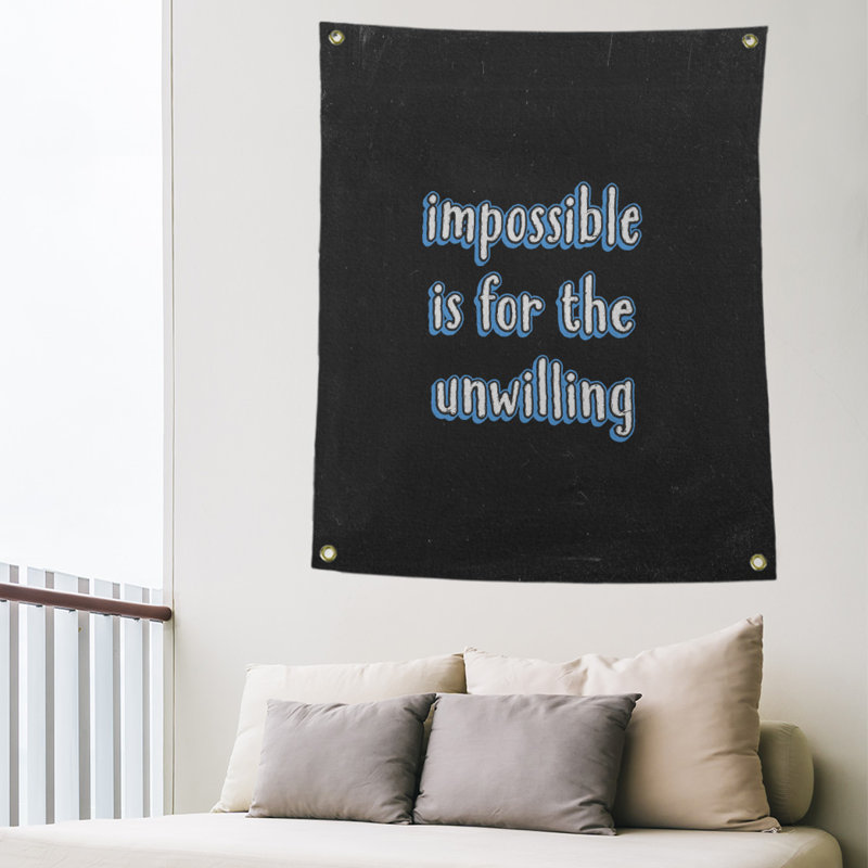 Tapisserie tableau noir quote not impossible quot, H 36 po x l 26 po, Bleu