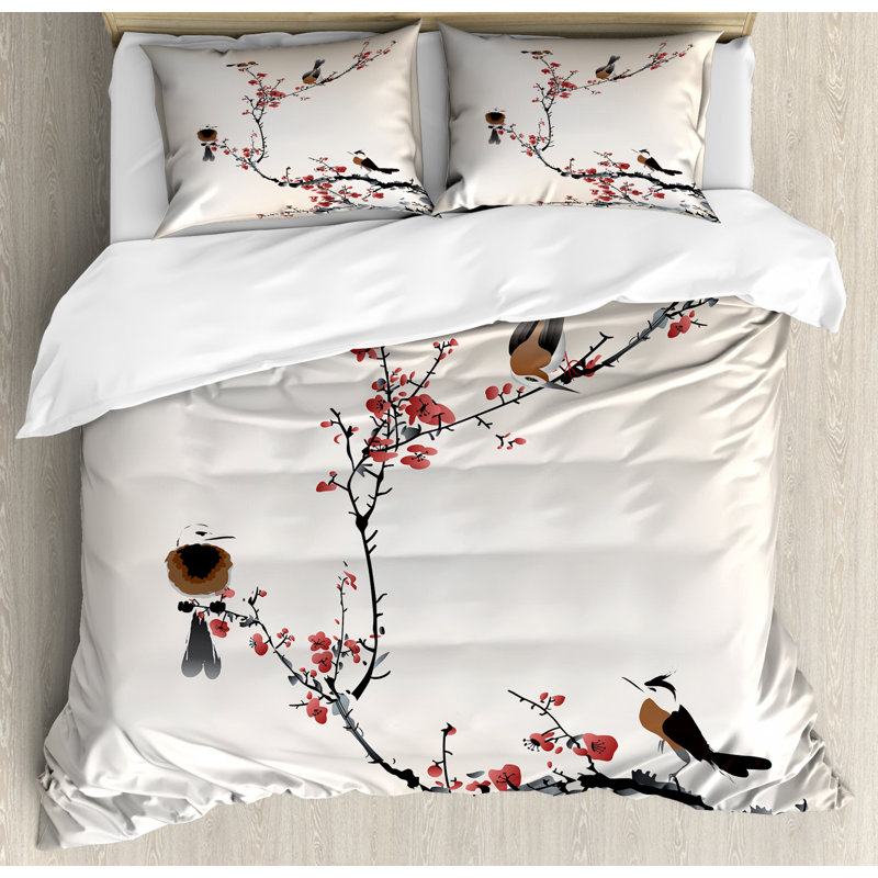 Eclectic Polyester Floral Duvet Cover, King Duvet Cover + 2 Standard Shams