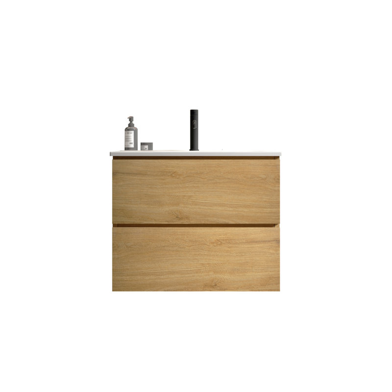 66 24'' Wall Mounted Single Bathroom Vanity Base Only, Oak